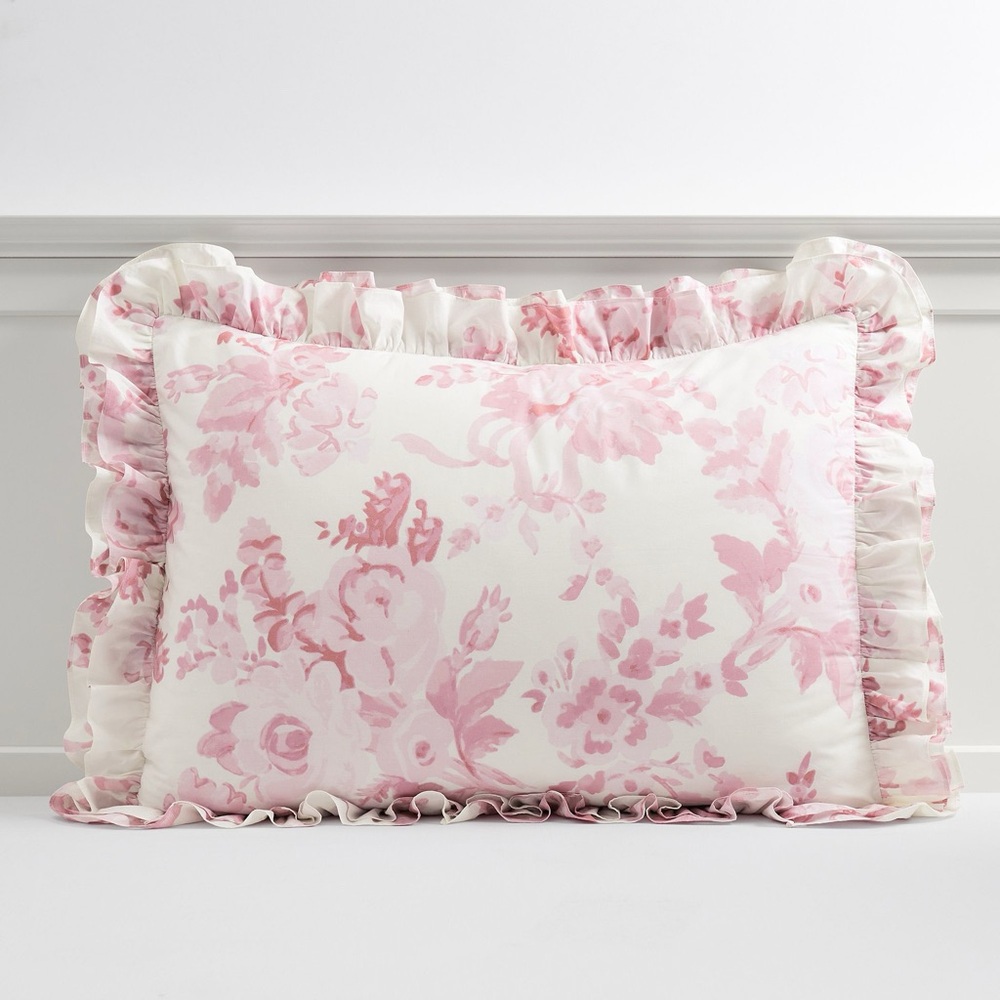 LoveShackFancy Pottery Barn Teen Damask Ruffle Duvet Cover and two shams - Picture 2 of 5